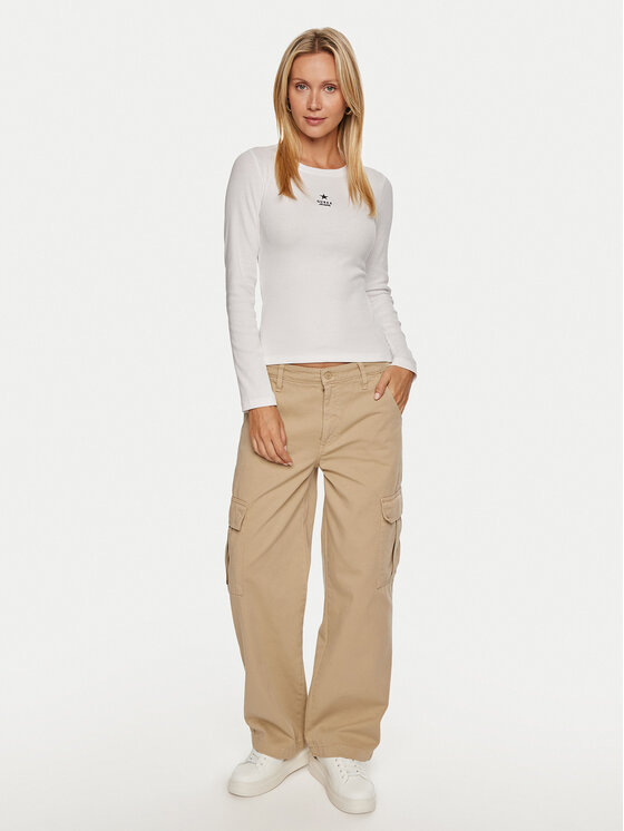 Guess Jeans Guess Jeans Spodnie cargo W4YB61 WGCV1 Beżowy Relaxed Fit