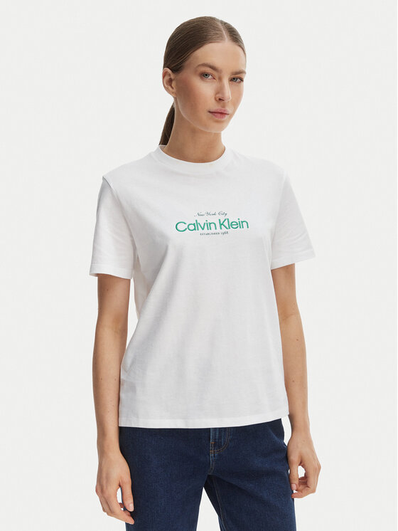 Calvin Klein Jeans Calvin Klein Jeans Тишърт NYC Logo LV047F810G Бял Classic Fit