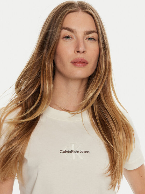 Calvin Klein Jeans Calvin Klein Jeans Marškinėliai J20J223563 Écru Slim Fit
