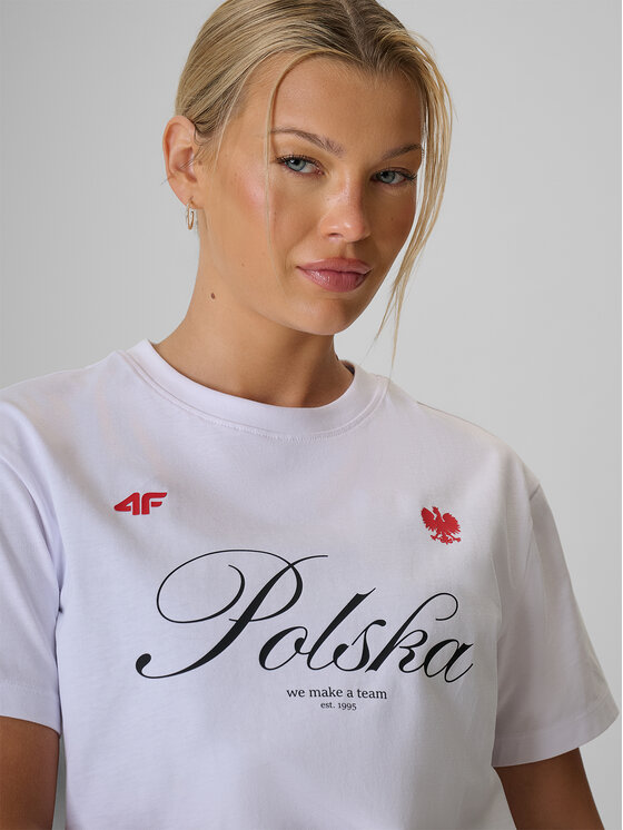 4F 4F T-Shirt STREFA KIBICA Biały Loose Fit
