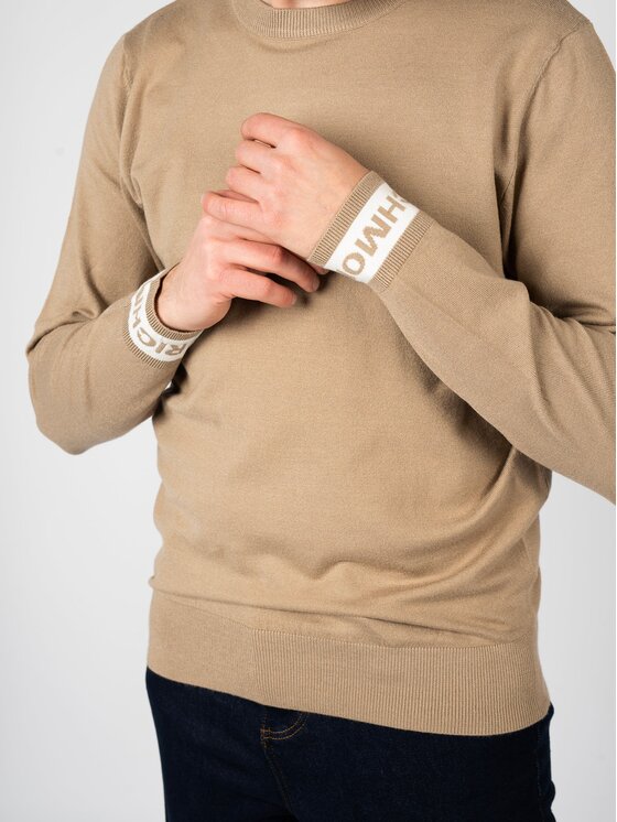 Richmond X Richmond X Πουλόβερ maglia uomo di colore beige con logo sui polsi Μπεζ Regular Fit