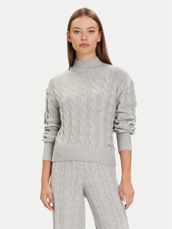 Guess Guess Bluză cu gât W5BR30 Z1192 Gri Relaxed Fit