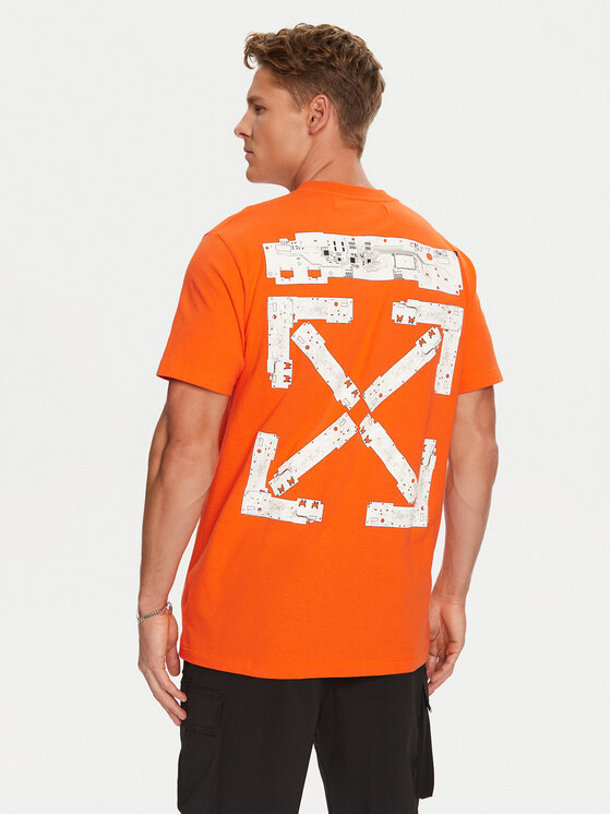 Off White T Shirt OMAA027T22JER0012001 Orange Regular Fit Modivo