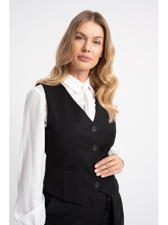 CLICK CLICK Kamizelka 71-0100 Czarny Slim Fit