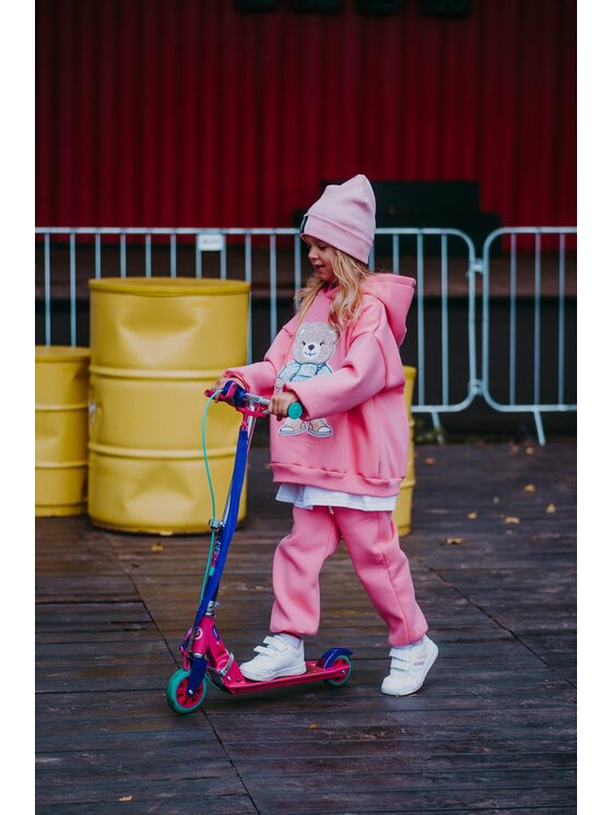 Bejbi Story Bejbi Story Bluza Bluza oversize Emily Teddy z kapturem Różowy Oversize