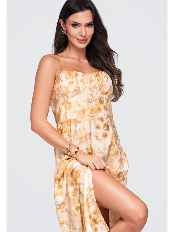 Ombre Ombre Sukienka wieczorowa OW-DLR-E0019 Żółty Regular Fit