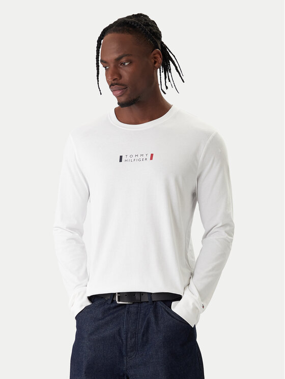 Tommy Hilfiger Tommy Hilfiger Majica z dolgimi rokavi Brand Love MW0MW41454 Bela Regular Fit