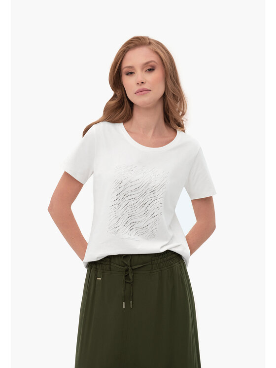 Volcano Volcano T-Shirt T-PRESTO Écru Regular Fit