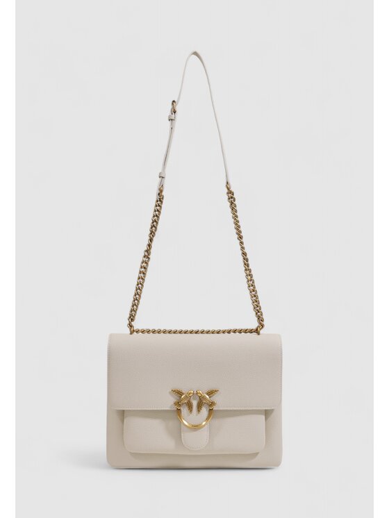 PINKO PINKO Σάκος LOVE ONE SOFT BIG PELLE BOTTAL Λευκό