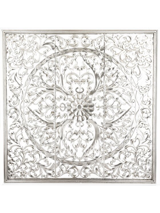 MIAhome MIAhome Dekoracja ścienna metalowa 80x80x2 cm ROZETA Srebrny