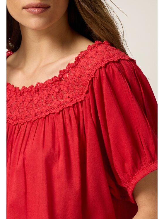 Oltre Oltre Blusa 2465J000696N016 Rosso Baggy Fit