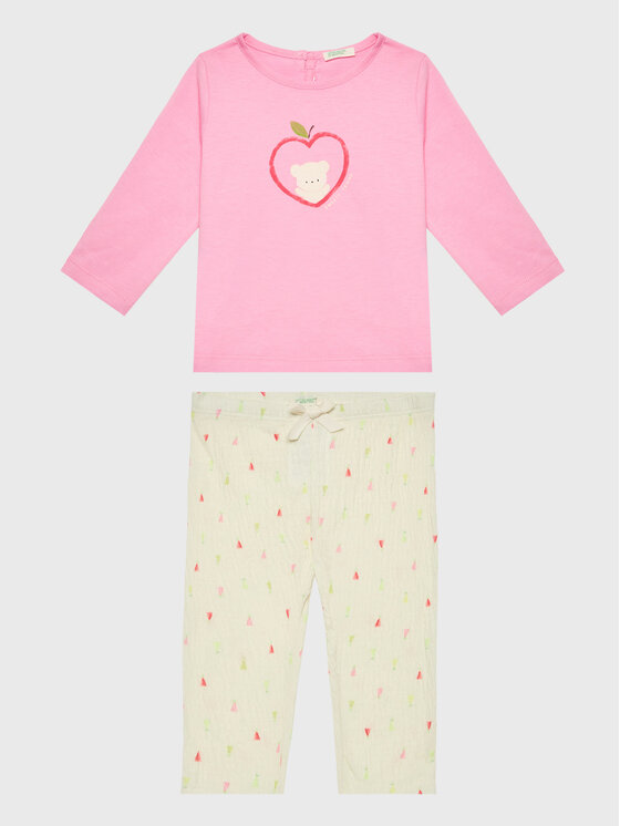 United Colors Of Benetton United Colors Of Benetton Комплект блуза и клин 3QMFA102G Розов Regular Fit