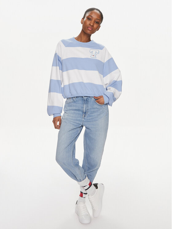 Tommy Jeans Tommy Jeans Bluză Letterman DW0DW17789 Albastru Relaxed Fit