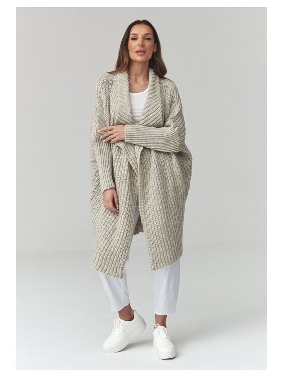 Makadamia Makadamia Kardigan S173 Szary Loose Fit