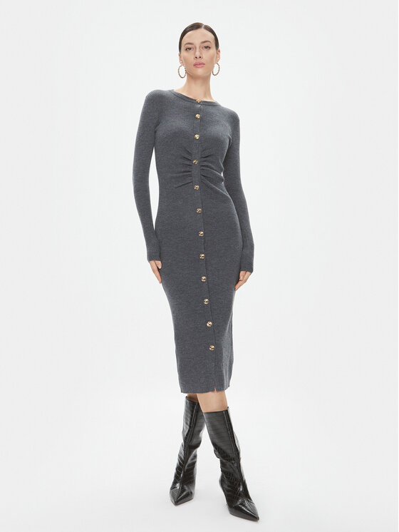 Pinko Φόρεμα υφασμάτινο Ermellino 101926 A15S Γκρι Slim Fit