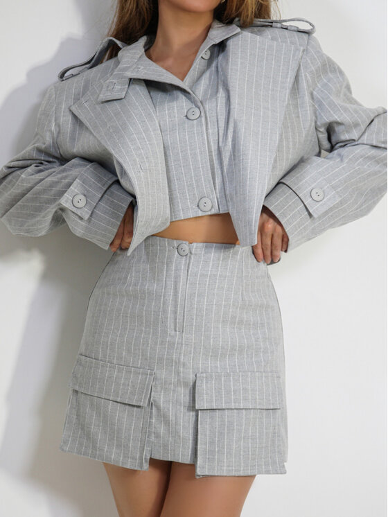 LilaLou LilaLou Spódnica mini Roksana Szary Regular Fit