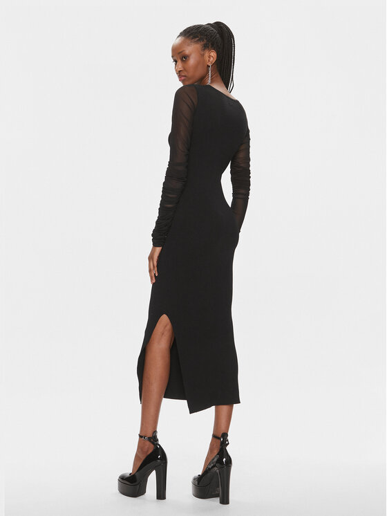 PINKO Pinko Pletena obleka Bergamotto 103019 A1KX Črna Slim Fit