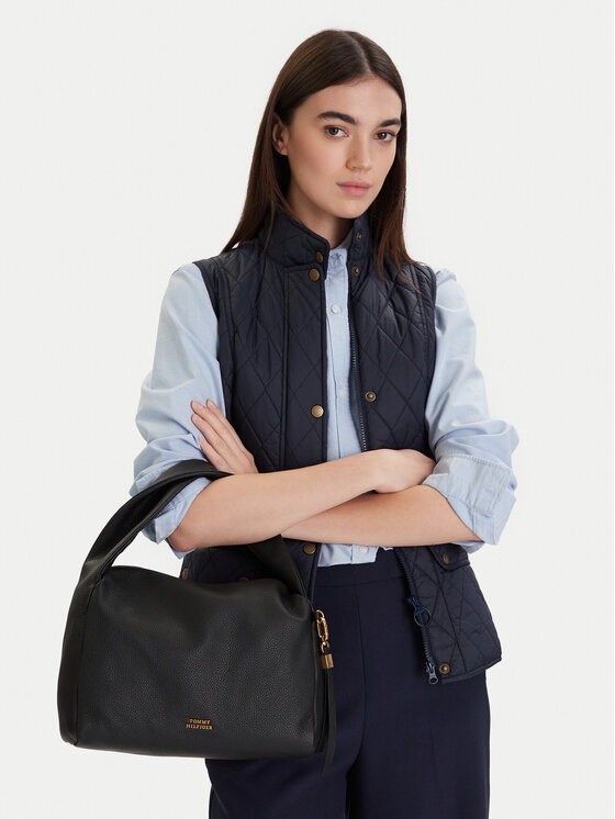 Tommy Hilfiger Tommy Hilfiger Kabelka City Leather Shoulder Bag AW0AW18152 Čierna