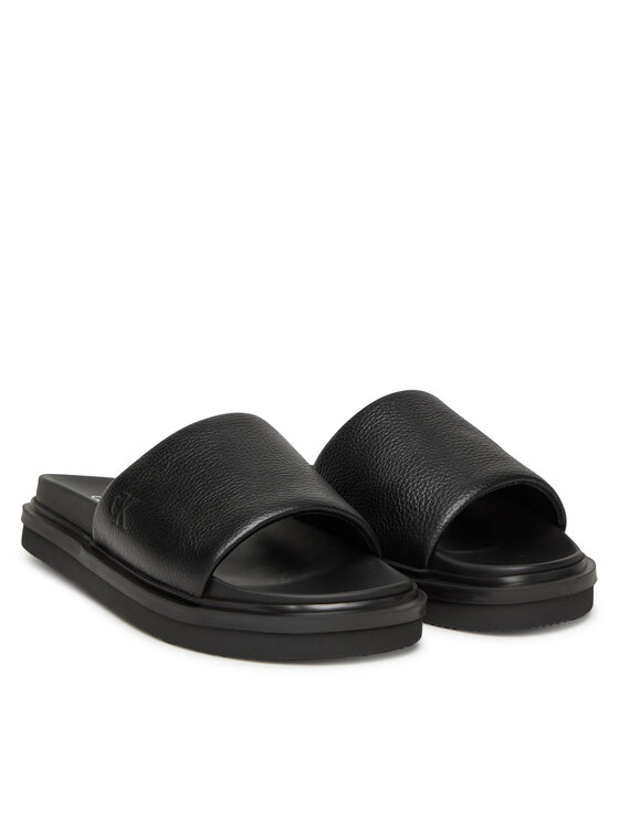 Calvin Klein Jeans Calvin Klein Jeans Παντόφλες Flat Molded Slide Sandal Lth YM0YM01225 Μαύρο