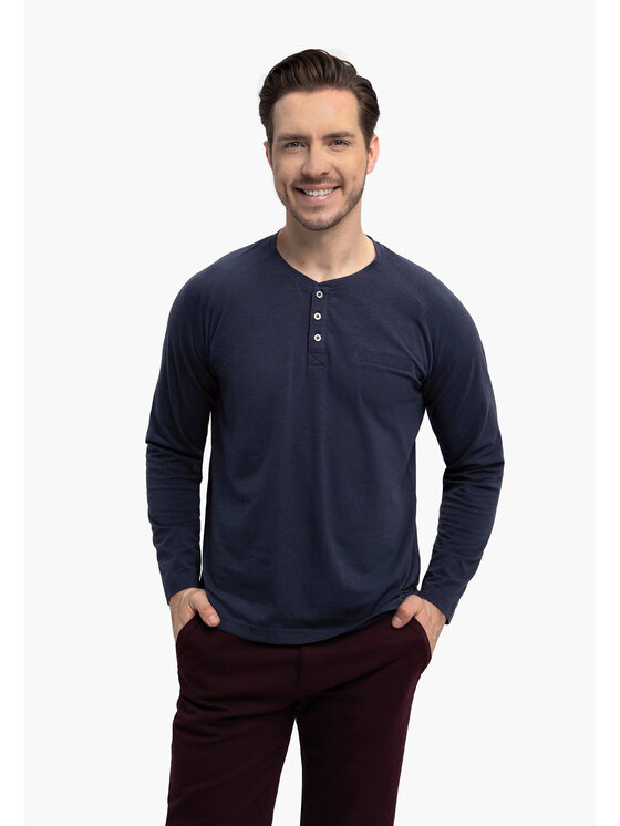 Volcano Volcano Longsleeve L-CHARL Granatowy Regular Fit