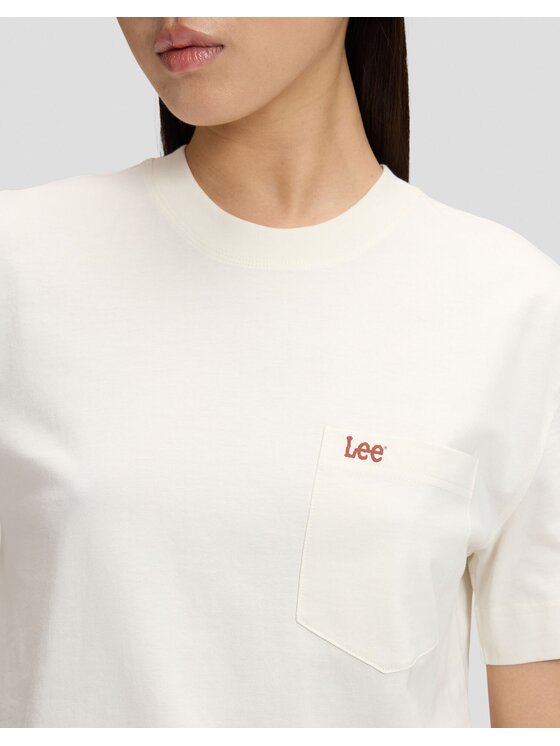 Lee Lee T-Shirt POCKET TEE Biały Relaxed Fit