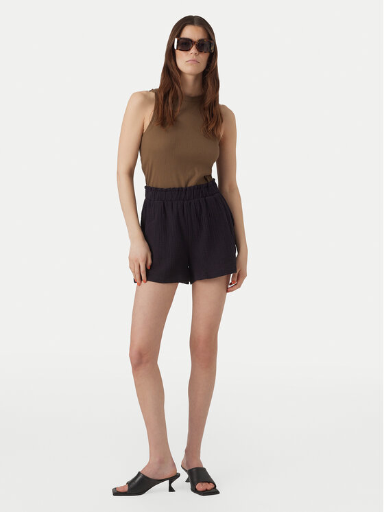 Vero Moda Vero Moda Medžiaginiai šortai Natali 10279687 Juoda Baggy Fit
