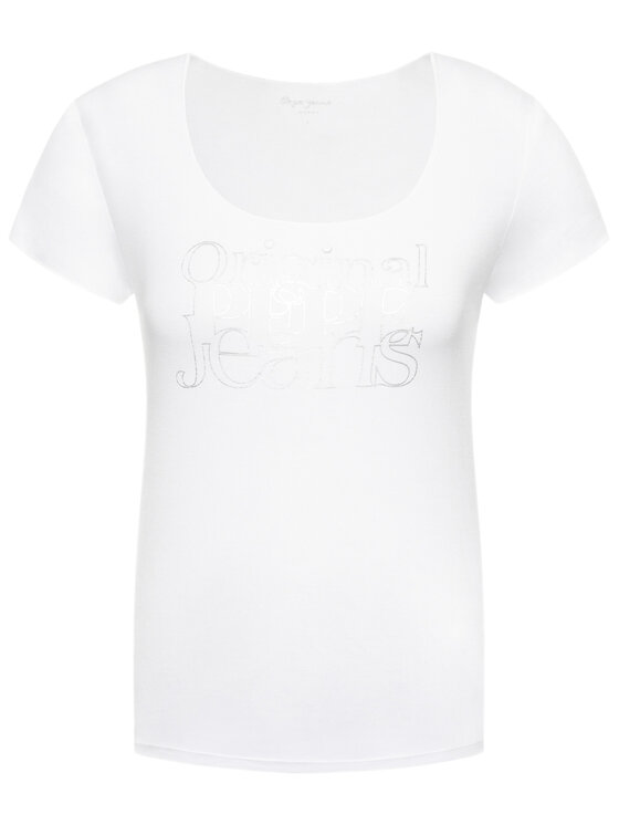 Pepe Jeans Pepe Jeans Tričko Cairo PL504336 Biela Slim Fit