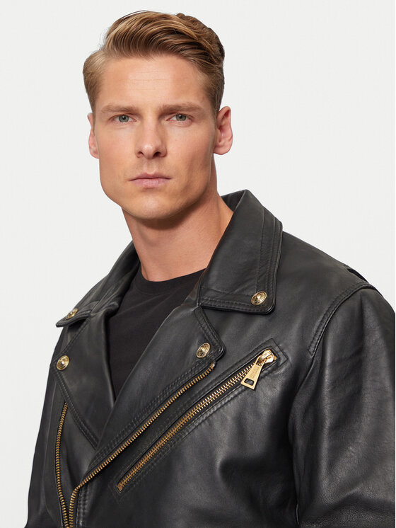 Versace Jeans Couture Versace Jeans Couture Kurtka skórzana 77GAVP02 Czarny Loose Fit