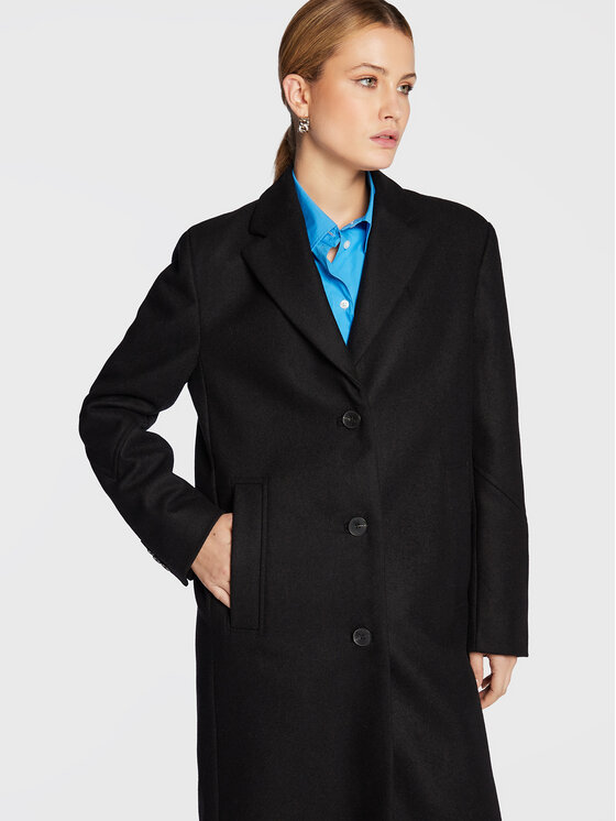 Remain Remain Płaszcz wełniany Boyle Coat RM1487 Czarny Boxy Fit