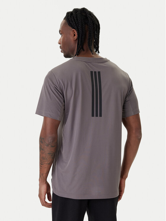 adidas adidas Športna majica D4T PrimeLift 3 Stripes KE9936 Siva Regular Fit