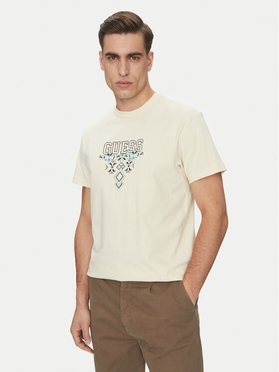 Guess T-Shirt M5GI11 K8FQ4 Μπεζ Regular Fit