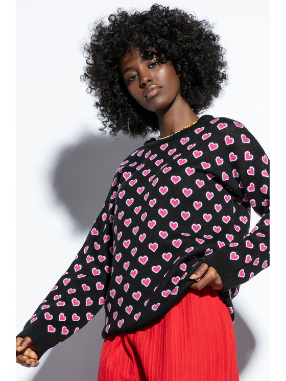Fobya Fobya Sweter F1806 Czarny Regular Fit