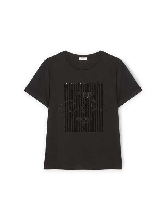 Motivi Motivi T-Shirt G279W003300N033 Czarny Regular Fit