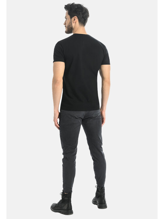 Teyli Teyli T-Shirt męski bawełniany Dany Czarny Classic Fit