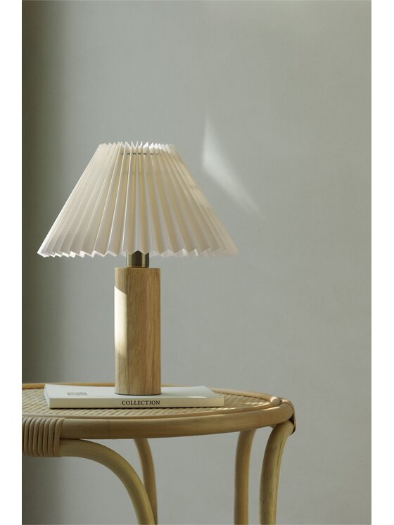 MIAhome MIAhome Lampa stołowa z drewna kauczukowego Plisse Biały