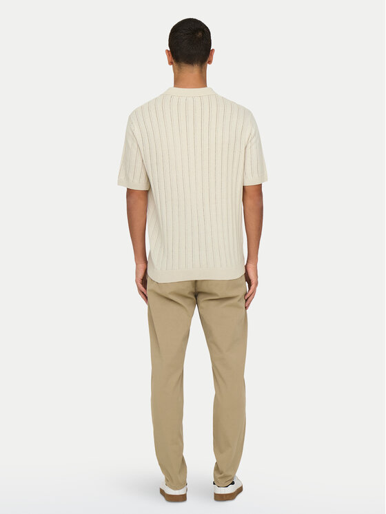 Only & Sons Only & Sons Тениска с яка и копчета Kent 22033463 Бежов Regular Fit