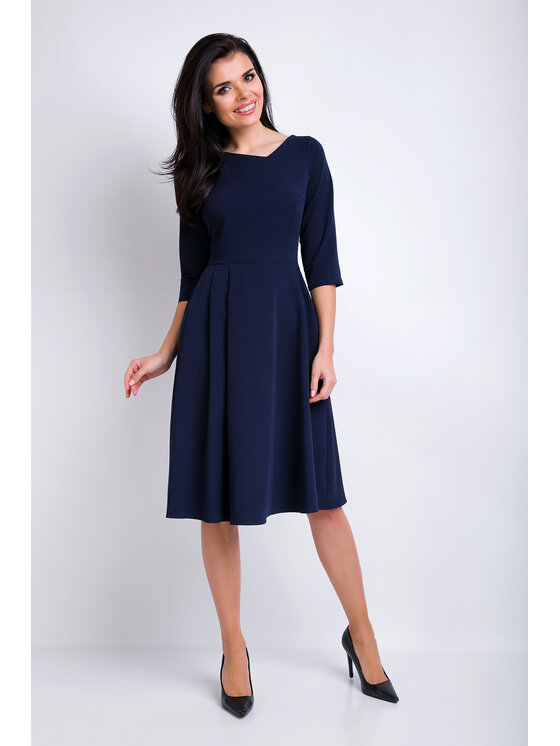 Awama Awama Sukienka codzienna A157 Granatowy Basic Fit