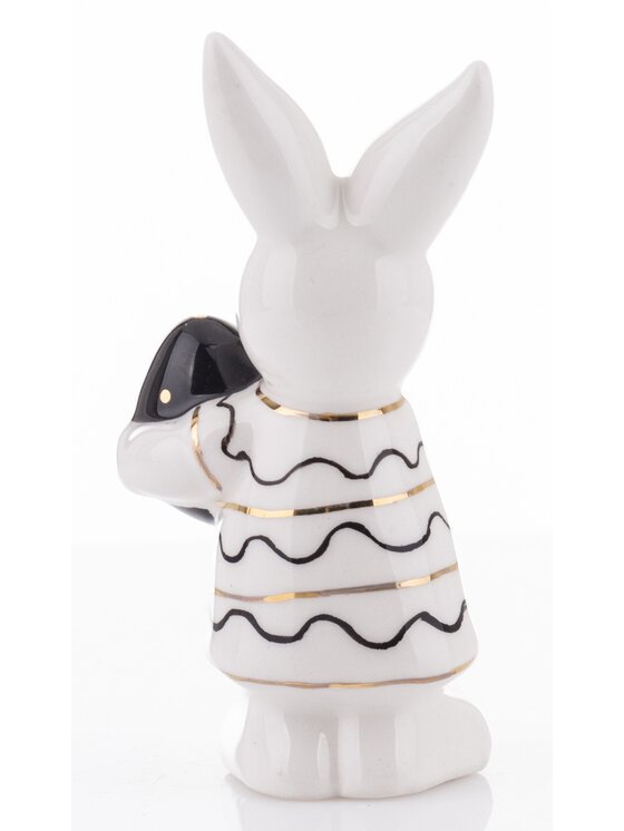 MIAhome MIAhome Figurka małe białe króliczki w prążki 2 szt. 9x4,5x3 cm Biały