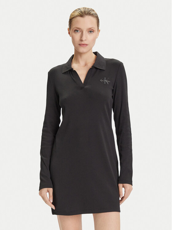 Calvin Klein Jeans Calvin Klein Jeans Rochie de zi Monologo LV047D214G Negru Slim Fit