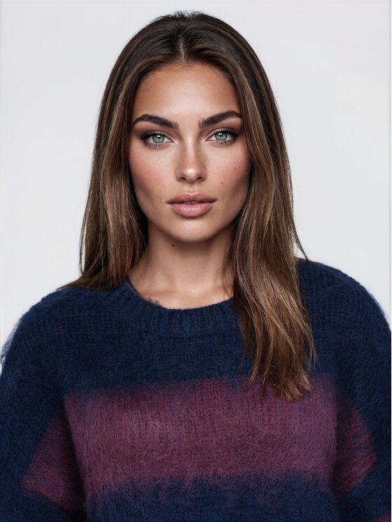 Ombre Ombre Sweter OW-SW-E0073 Granatowy Oversize