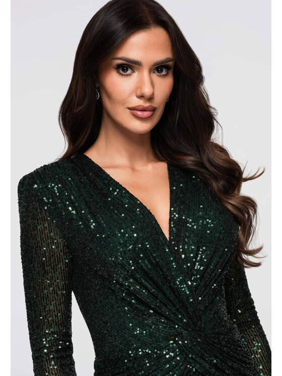 Ombre Ombre Sukienka wieczorowa LA-OM-DLR271 Zielony Regular Fit