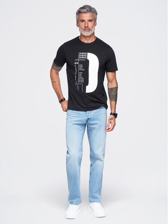 Ombre Ombre T-Shirt OM-TSPT-0299 Czarny Regular Fit