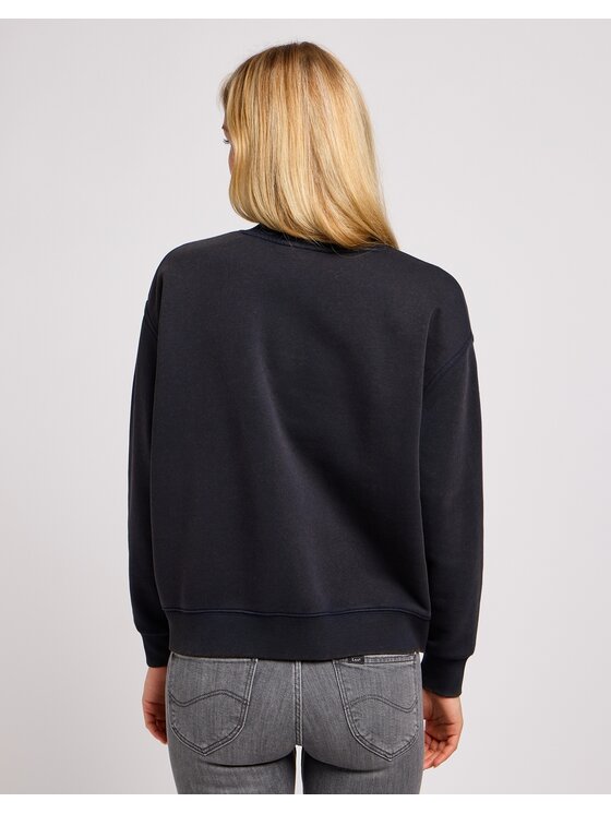 Lee Lee Bluza Crew Sws Unionall Blk Czarny Regular Fit