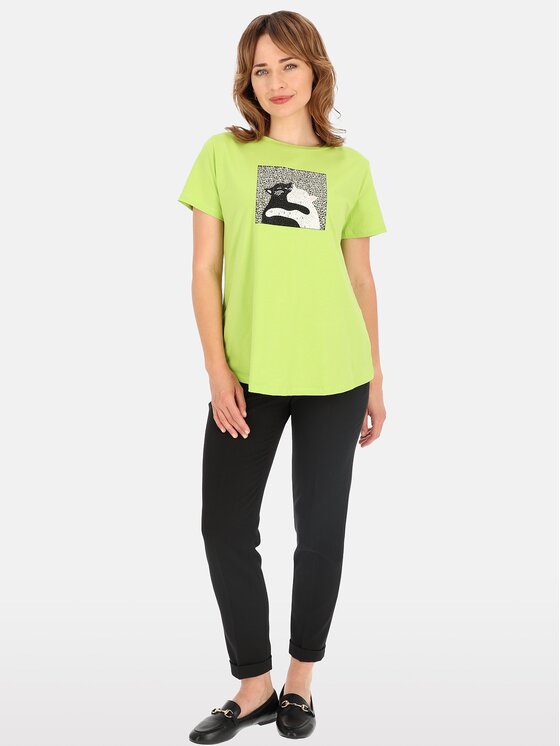 Perso Perso T-Shirt TCE245281F Zelená Regular Fit