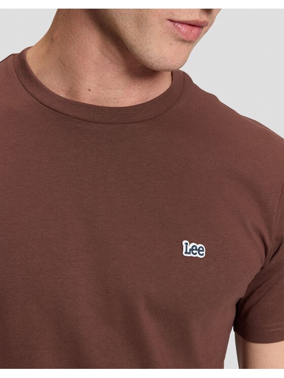 Lee Lee T-Shirt SS PATCH LOGO TEE Brązowy Regular Fit
