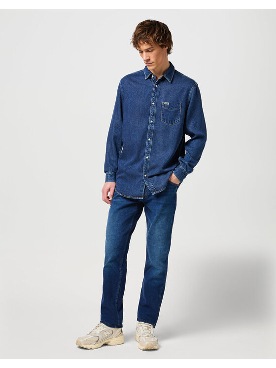 Wrangler Wrangler Koszula LS 1 PKT SHIRT Niebieski Regular Fit