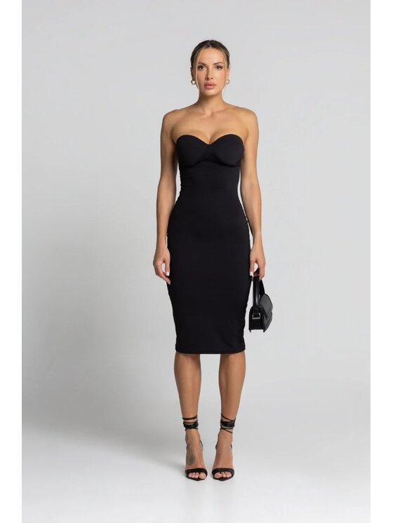 Chiara Wear Chiara Wear Sukienka codzienna Sukienka midi gorsetowa SKIN Czarny Slim Fit