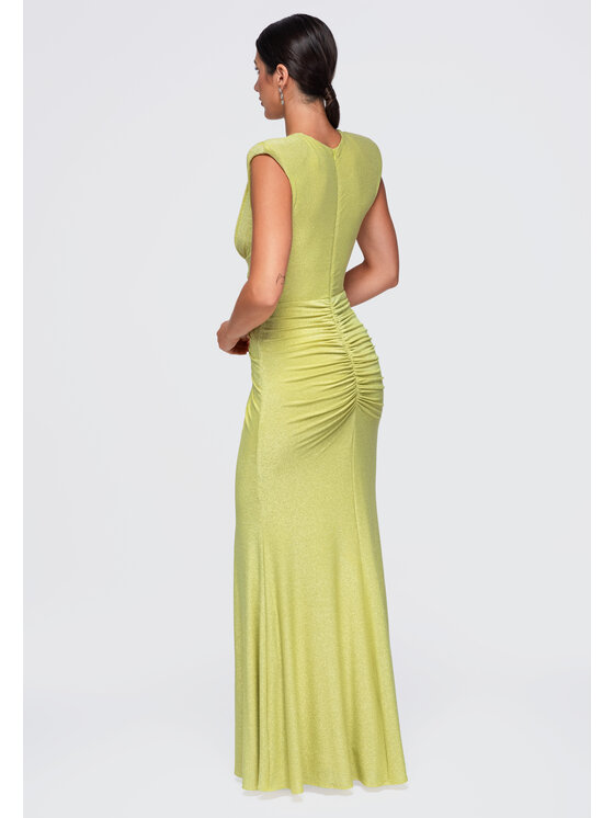 Ombre Ombre Sukienka wieczorowa LA-OM-DLR402 Zielony Slim Fit