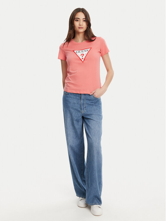 Guess Guess T-Shirt W1YI1B I3Z14 Κοραλλί Regular Fit