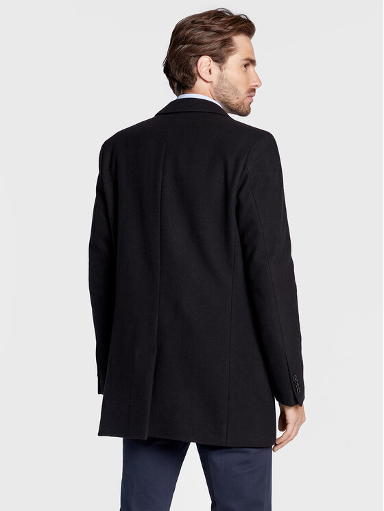 CG - CLUB of GENTS CG - CLUB of GENTS Palton de lână Piper-K 254001-001 Negru Slim Fit
